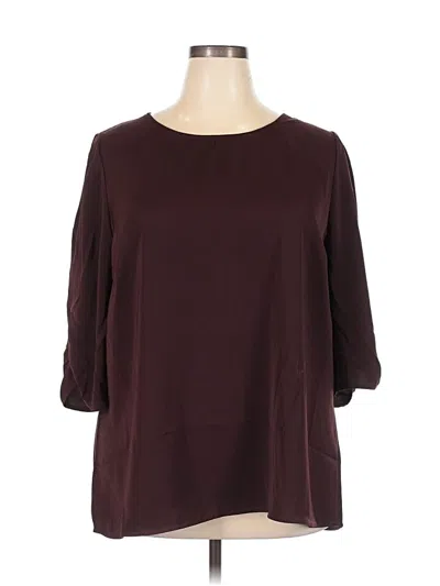 City Chic 3/4 Sleeve Blouse In Burgundy