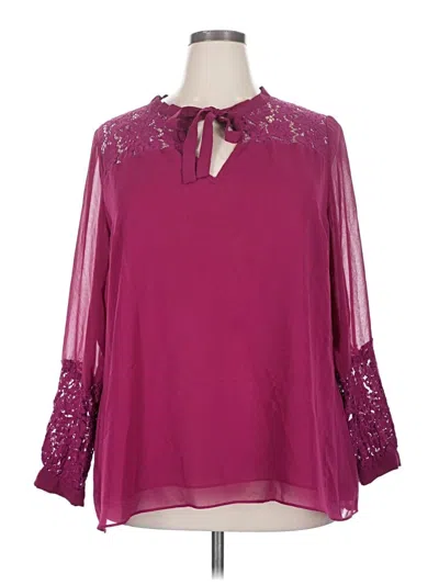 Pre-owned City Chic 3/4 Sleeve Blouse In Burgundy