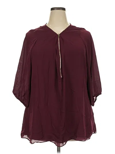 Pre-owned City Chic 3/4 Sleeve Blouse In Burgundy