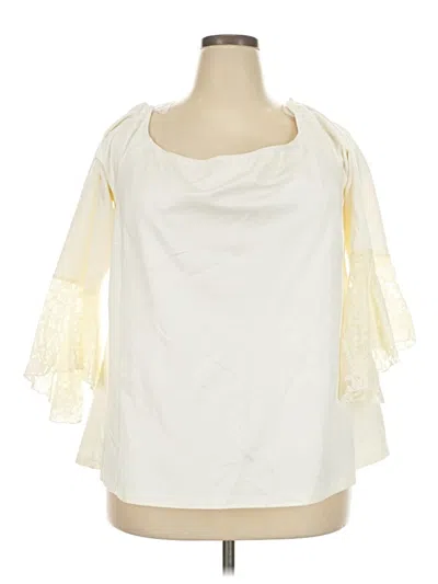 Pre-owned City Chic 3/4 Sleeve Blouse In Ivory
