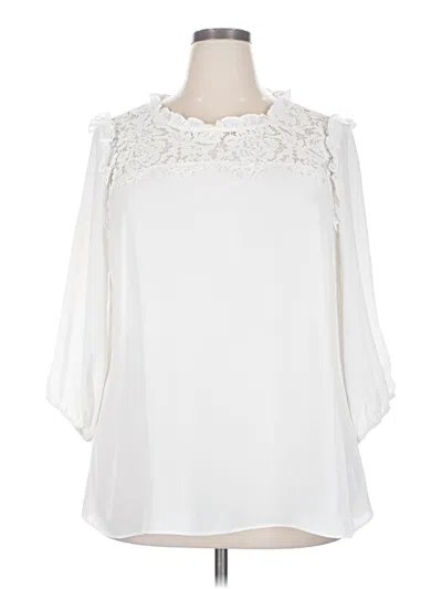 Pre-owned City Chic 3/4 Sleeve Blouse In Ivory
