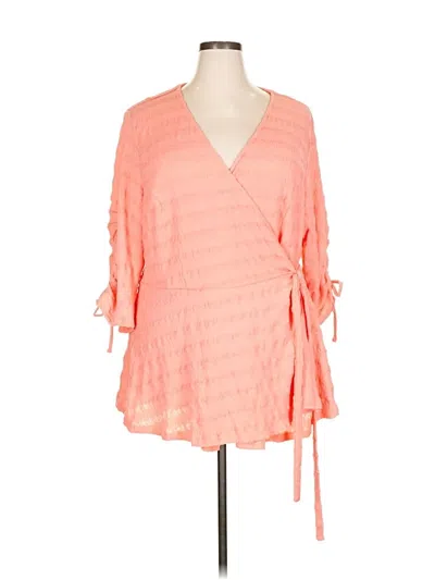 Pre-owned City Chic 3/4 Sleeve Blouse In Orange