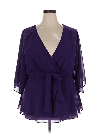 Pre-owned City Chic 3/4 Sleeve Blouse In Purple