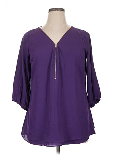 Pre-owned City Chic 3/4 Sleeve Blouse In Purple