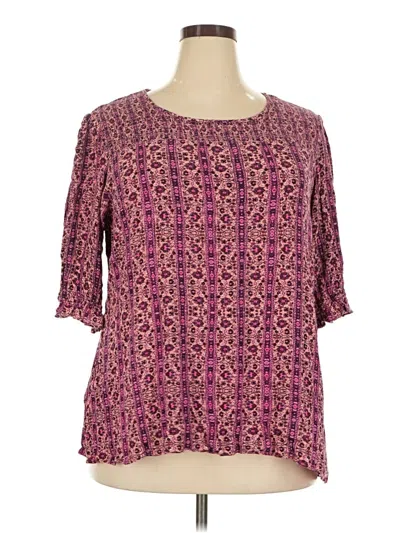 Pre-owned City Chic 3/4 Sleeve Blouse In Purple
