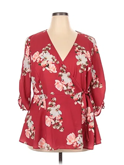 Pre-owned City Chic 3/4 Sleeve Blouse In Red