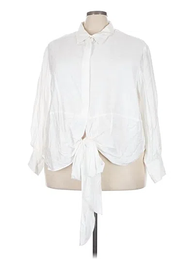 Pre-owned City Chic 3/4 Sleeve Blouse In White