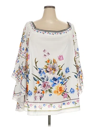 Pre-owned City Chic 3/4 Sleeve Blouse In White
