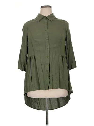 Pre-owned City Chic 3/4 Sleeve Button Down Shirt In Green