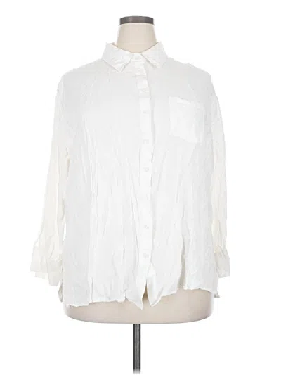 Pre-owned City Chic 3/4 Sleeve Button Down Shirt In White