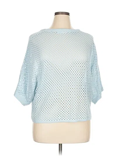 Pre-owned City Chic 3/4 Sleeve Top Blue Square Neckline Tops