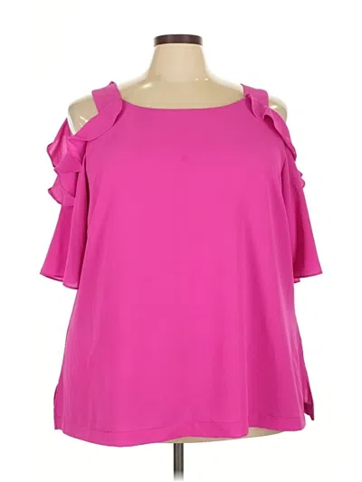 Pre-owned City Chic 3/4 Sleeve Top Pink Cold Shoulder Neckline Tops