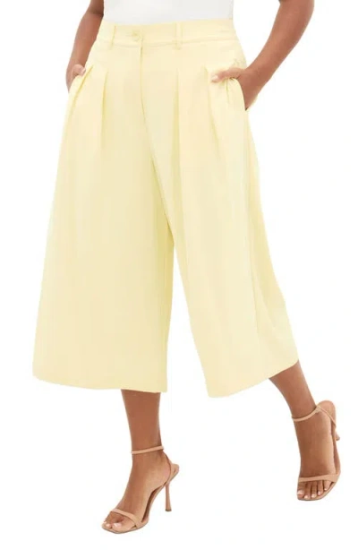 City Chic Abbie Crop Wide Leg Pants In Yellow