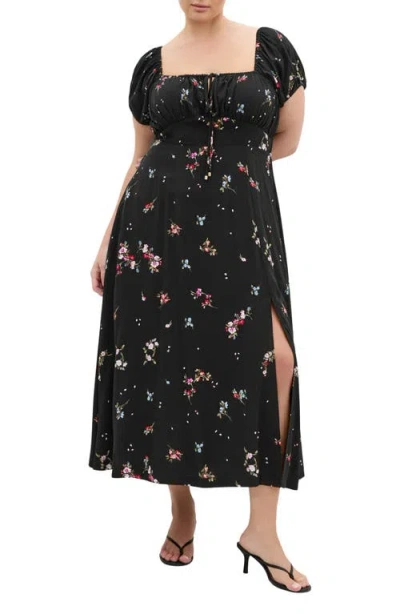 City Chic Abbie Floral Print Midi Dress