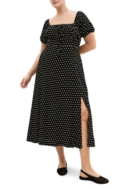 City Chic Abbie Floral Print Midi Dress In Black
