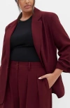 City Chic Abbie Ruched Sleeve Blazer In Burgundy