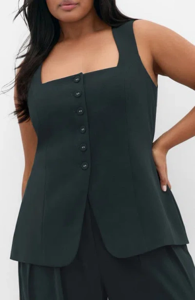 City Chic Abbie Vest In Green