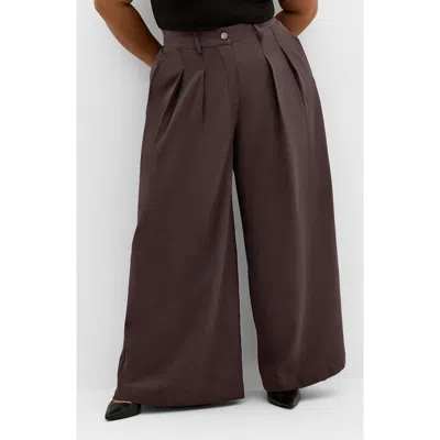 City Chic Abbie Wide Leg Pants In Brown