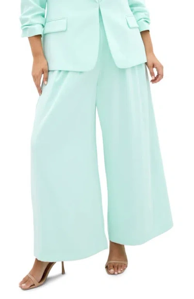 City Chic Abbie Wide Leg Pants In Green