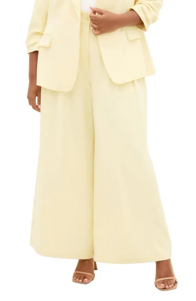 City Chic Abbie Wide Leg Pants In Yellow