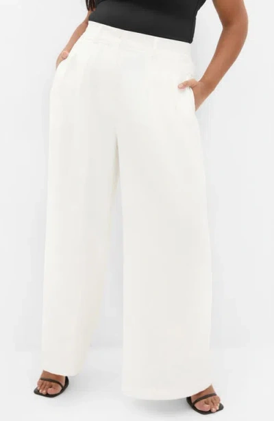City Chic Abbie Wide Leg Pants In White