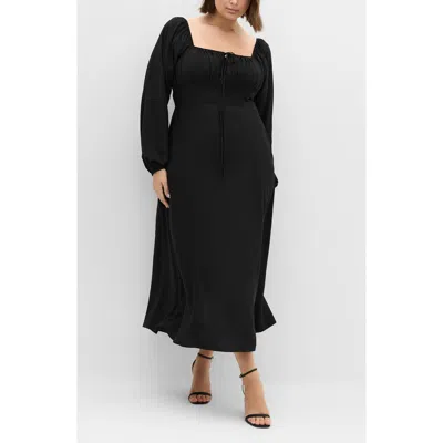City Chic Abbigail Long Sleeve Maxi Dress In Black