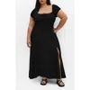 City Chic Abbigail Puff Sleeve Maxi Dress In Black