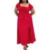City Chic Abbigail Puff Sleeve Maxi Dress In Red