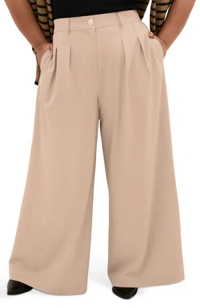 City Chic Abbigail Wide Leg Pants In Brown