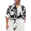 City Chic Abstract Floral Tie Front Shirt In Palm Paradise