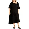 City Chic Ada Ruffle Hem Asymmetric Maxi Dress In Black