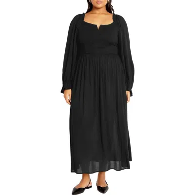 City Chic Addyson Long Sleeve Maxi Dress In Black