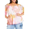 City Chic Adelina Cold Shoulder Peplum Top In Pink