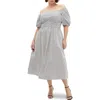 City Chic Adelynn Stripe Midi Dress In Grey Stripe