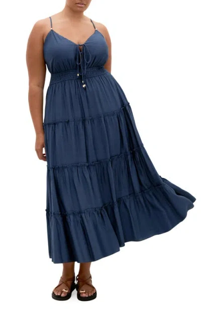City Chic Aiza Midi Sundress In Blue