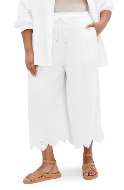City Chic Alaia Drawstring Pants In White