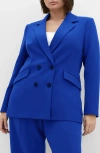 City Chic Alexis Oversize Double Breasted Blazer In Blue