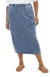 City Chic Alexis Tie Waist Denim Skirt In Light Wash