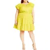 City Chic Alina Fit & Flare Minidress In Yellow
