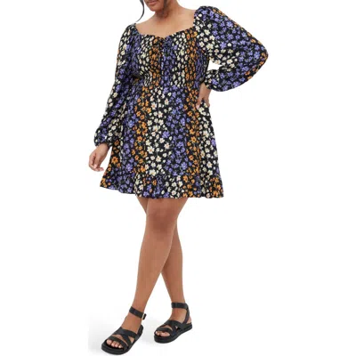 City Chic Alivia Floral Long Sleeve Minidress In Daydream Ditsy