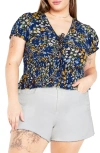 CITY CHIC ALLIRE FLORAL SMOCKED TOP