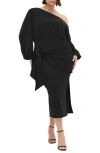 City Chic Alysia Long Sleeve Midi Dress In Black