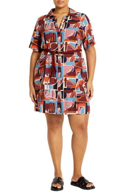 City Chic Amara Belted Shirtdress In La Palma