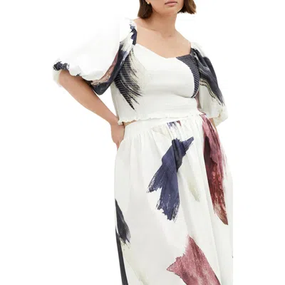 City Chic Amari Abstract Print Crop Top In Geo Muse