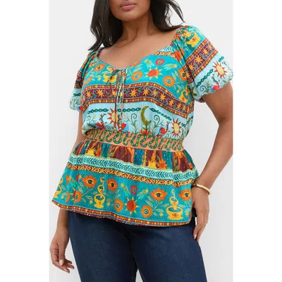 City Chic Amaria Print Top In Paradiso