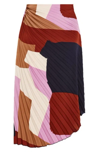 City Chic Amaya Print Pleated Satin Maxi Skirt In Geo Muse