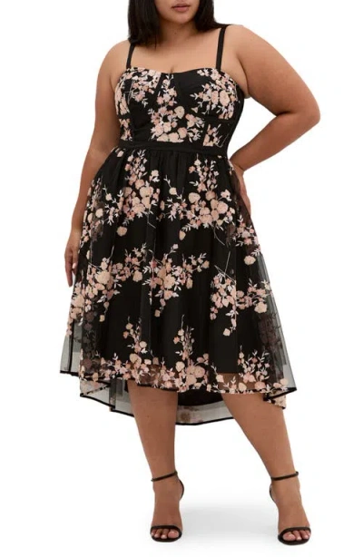 City Chic Ambrosia Sequin Floral Print High-low Dress