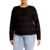 City Chic Amira Textured Long Sleeve Top In Black