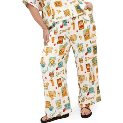 City Chic Amore Print Wide Leg Pants In Multi