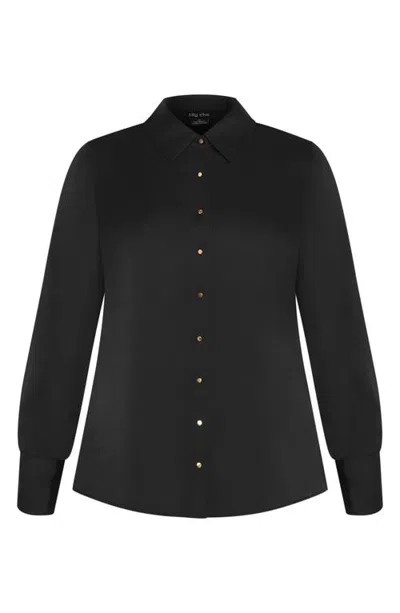 City Chic Amoura Button-up Shirt In Black